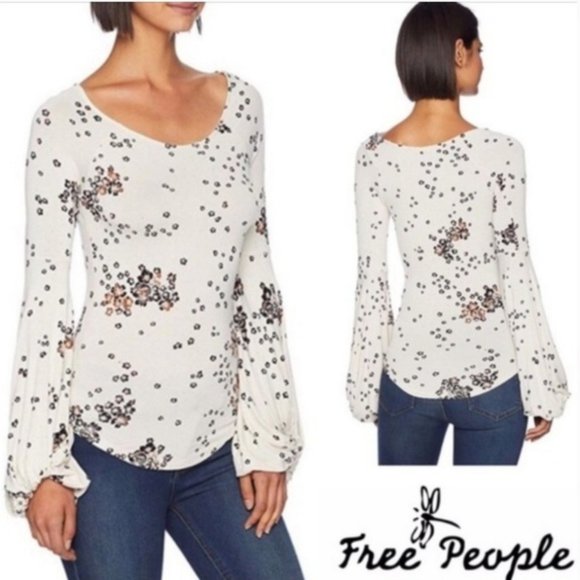 Free People Tops - NWT Free People To the Tropics Ivory Printed Top